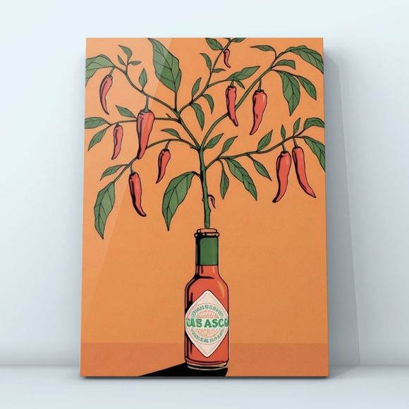 Wall art Red pepper plant come out from glass bottle digital art print - Picture 2 of 4